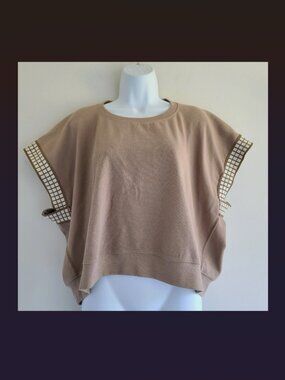 Kendall Lane Oversized Sweater M Beige Tan Neutral Minimalist Dolman Spring